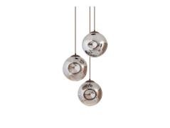 Lindby - Valentina 3 Round Pendelleuchte Smoked Grey/Coffee