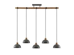 Lindby - Durbis 5 Pendelleuchte Dark Grey/Wood