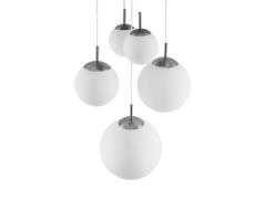 Lindby - Heleska 5 Round Pendelleuchte Opal/Nickel