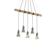 Lindby - Mirka Pendelleuchte Grey/Dark Wood