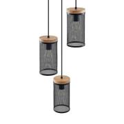 Lindby - Kiriya Cluster Pendelleuchte Black/Wood