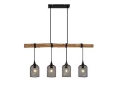 Lindby - Elrond 4 Pendelleuchte Black/Wood