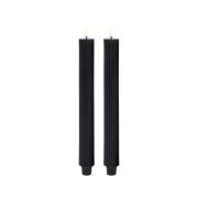 Uyuni - Kegelkerze LED Grooved 2-pack 3,2x25,5 cm Plain Schwarz/Smooth...