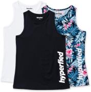 Hyperfied Split Tanktop 3er Pack, Black/White/Tropical Flower 170