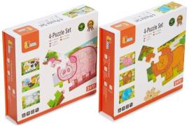 VIGA Holzpuzzle mit Tieren Set, 2er-Pack, 8x12 Teile