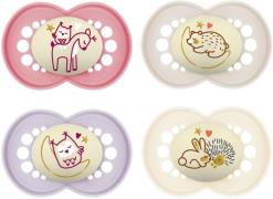 MAM Original Night Silikon Schnuller 6-16m 4er-Pack, Rosa/Neutral