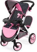 Bayer Design Twin Star Zwillingspuppenwagen, Schwarz/Rosa