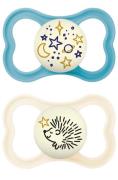 MAM Supreme Silikon Night Schnuller 6-16m 2er-Pack, Neutral/Blau