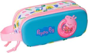 Peppa Wutz 3D Doppel-Federmäppchen, Blau/Pink